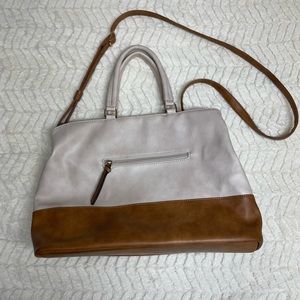 Cream and Tan Tote Bag